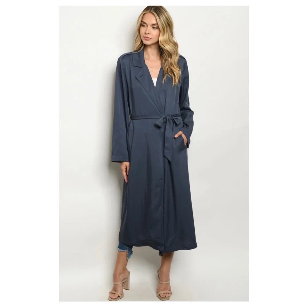 39🆑 2 for $16 Navy trench coat - Picture 3 of 4